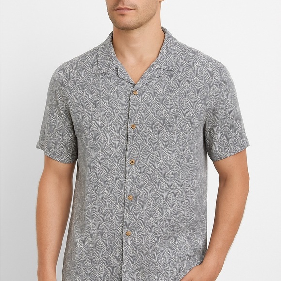 Rails Linen Rayon Camp Collar Button Shirt Abstract Print Vacationcore L Gray - Picture 4 of 12